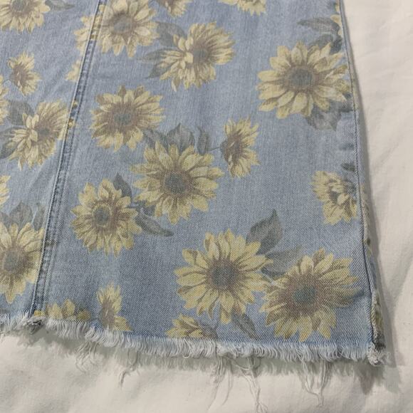 American Eagle Outfitters Overall Denim Dress Jumper Sz XS Sunflower Floral - Picture 6 of 14